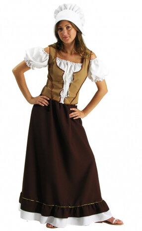verkleedjurk Orietta dames polyester bruin mt XL
