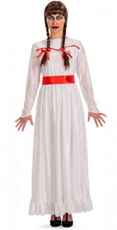 verkleedjurk horror pop dames satijn wit one-size