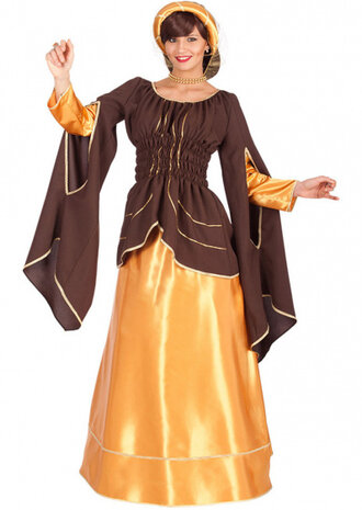 verkleedjurk Arianna dames bruin/geel maat XL