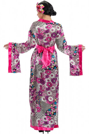 verkleedjurk Geisha dames satijn roze mt M/L