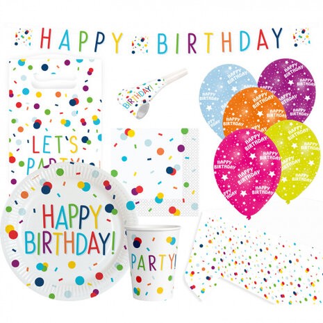 feestset confetti junior papier wit 60-delig