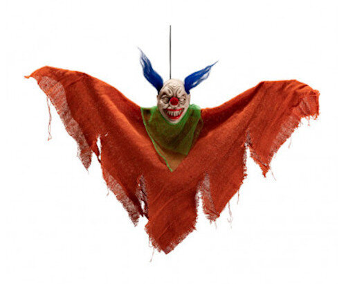 hangdecoratie clown 36 cm polyester oranje/groen
