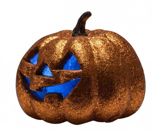feestdecoratie Glitter Pumpkin 22 cm goud