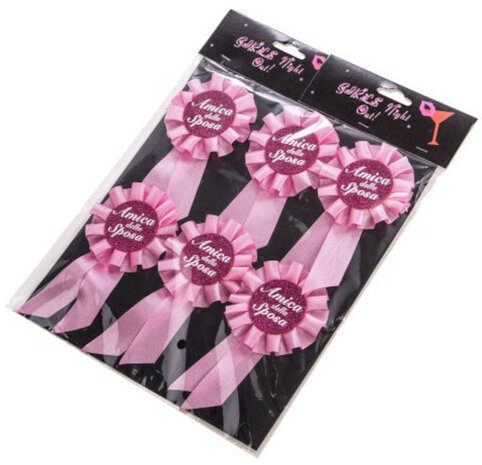 rozet Amica Della Sposa dames papier roze 6-delig