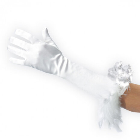 handschoenen dames 40 cm satijn wit one-size