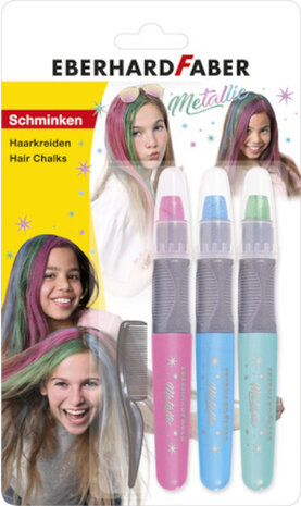 haarkrijt Metallic roze/paars/groen 4-delig