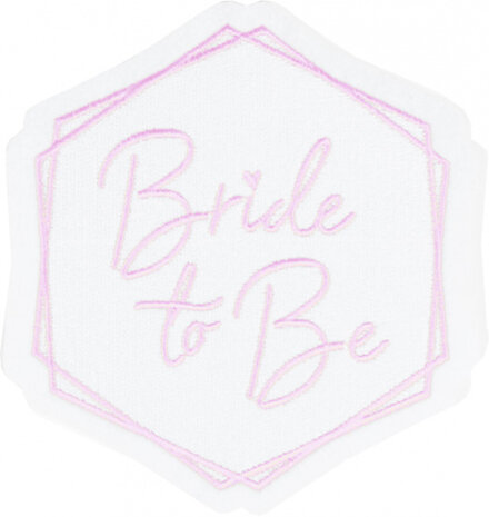 opstrijkpatch Bride to Be dames 9,8 x 9,1 cm wit/roze