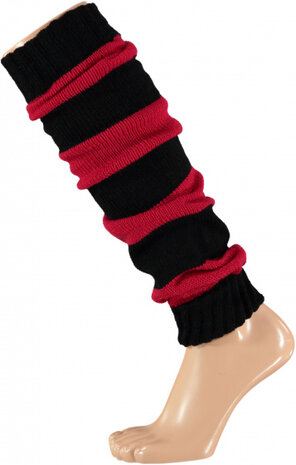 beenwarmers Party wol zwart/rood one-size