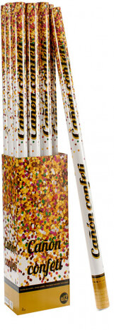 partypopper 100 cm goud/wit