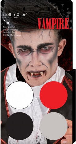 schminkset Vampier zwart/rood/grijs/wit 5-delig