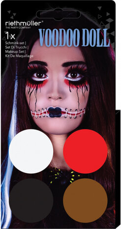 schminkset Voodoo Doll zwart/rood/bruin 5-delig