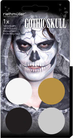 schminkset Gothic Skull zwart/goud/zilver 5-delig