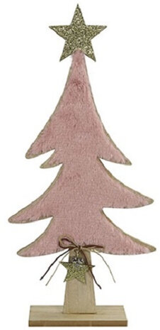 Kerstboom Lizzy 27 x 58 cm hout bruin/roze