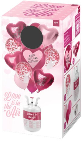 heliumtank Balloongaz Love rood/roze 16 stuks