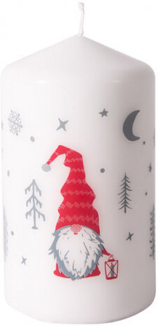 stompkaars 12 x 6,8 cm paraffine wit/rood