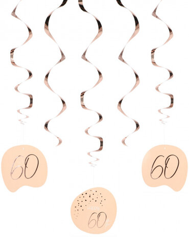 decoratiespiraal Elegant Lush Blush 60 jaar roze 5-delig