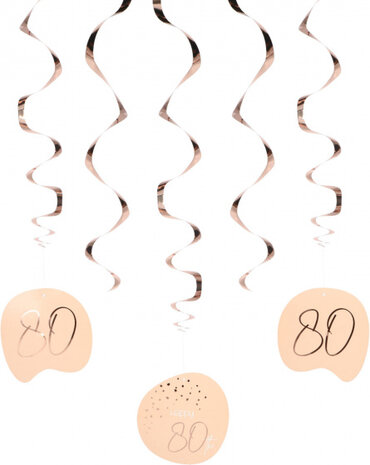 decoratiespiraal Elegant Lush Blush 80 jaar roze 5-delig