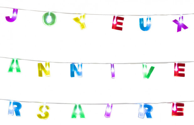 lichtsnoer Joyeux Anniversaire led 200 cm PVC