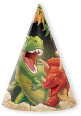 feesthoedjes dino blast junior karton 16 cm 8 stuks