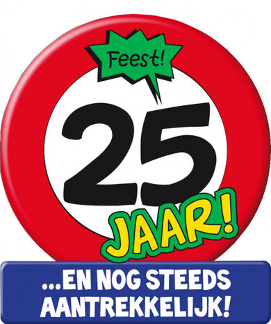 wenskaart 25 jaar verkeersbord 14 x 16 cm karton