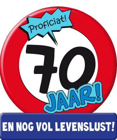 wenskaart 70 jaar verkeersbord 14 x 16 cm karton