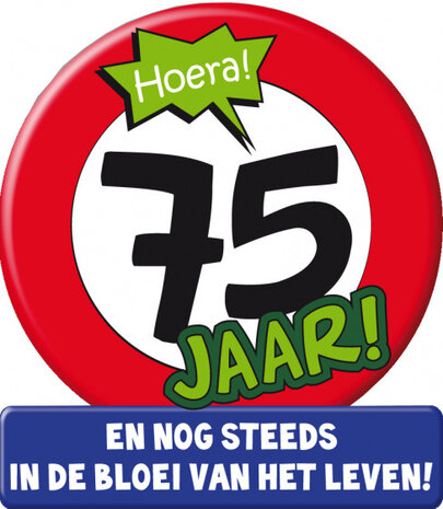 wenskaart 75 jaar verkeersbord 14 x 16 cm karton