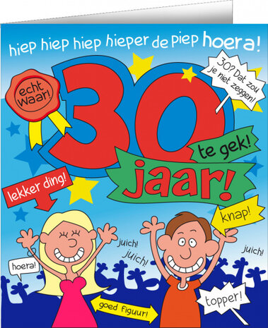 wenskaart 30 jaar cartoon 14 x 16 cm karton