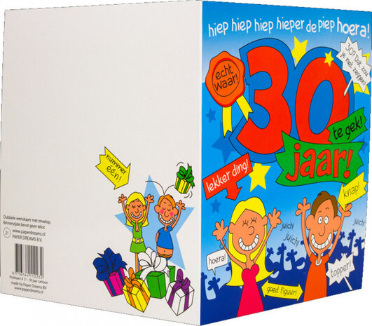 wenskaart 30 jaar cartoon 14 x 16 cm karton
