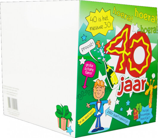 wenskaart 40 jaar cartoon heren 14 x 16 cm