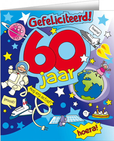 wenskaart 60 jaar cartoon 14 x 16 cm karton