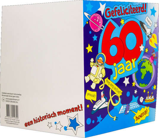 wenskaart 60 jaar cartoon 14 x 16 cm karton