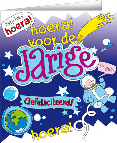 wenskaart astronaut cartoon 14 x 16 cm karton