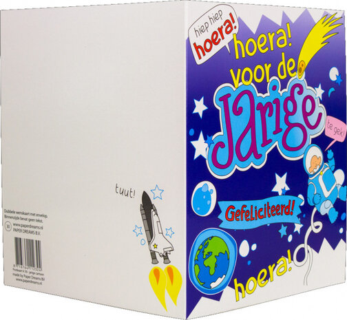 wenskaart astronaut cartoon 14 x 16 cm karton
