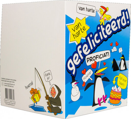 wenskaart pingu&iuml;ns cartoon 14 x 16 cm karton