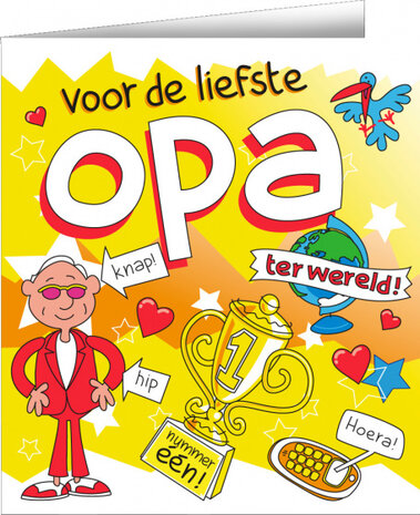 wenskaart opa cartoon heren 14 x 16 cm karton