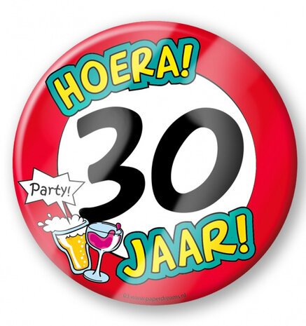 bierviltjes 30 jaar 10 cm karton rood/wit 6 stuks