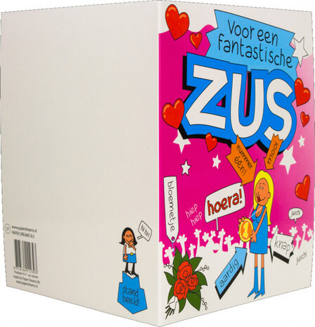 wenskaart zus cartoon dames 14 x 16 cm karton