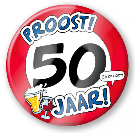 bierviltjes 50 jaar 10 cm karton rood/wit 6 stuks