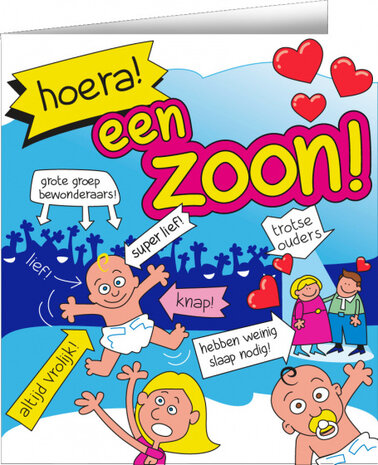 wenskaart zoon cartoon jongens 14 x 16 cm karton