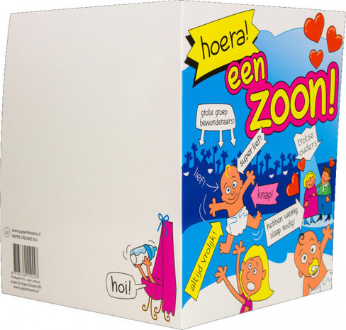 wenskaart zoon cartoon jongens 14 x 16 cm karton