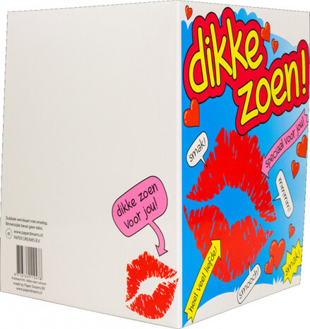 wenskaart dikke zoen cartoon 14 x 16 cm karton