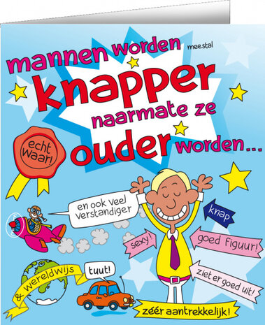 wenskaart mannen worden knapper cartoon heren