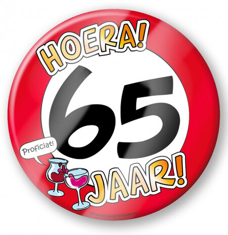 bierviltjes 65 jaar 10 cm karton rood/wit 6 stuks