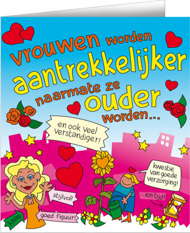 wenskaart vrouwen worden knapper cartoon dames