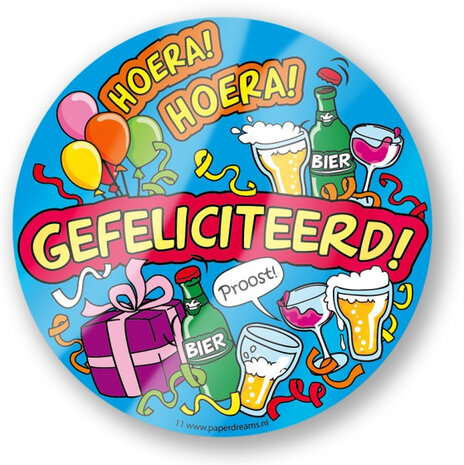 bierviltjes Gefeliciteerd 10 cm karton blauw 6 stuks