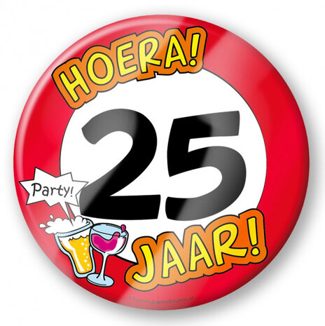 bierviltjes 25 jaar 10 cm karton rood/wit 6 stuks
