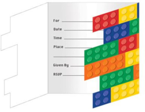 uitnodigingen Block Party junior 15 cm papier 8 stuks