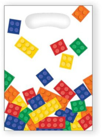 uitdeelzakjes Block Party  junior 16,5 x 23 cm wit 8 stuks