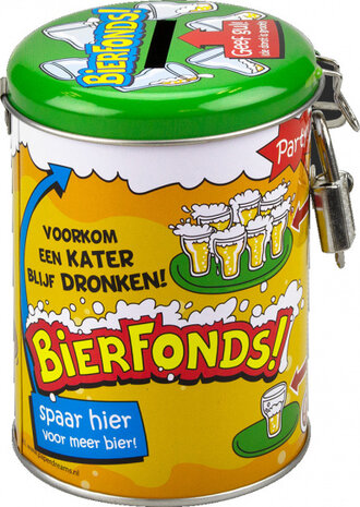 spaarpot bier staal 7,5 x 11 cm