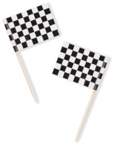 caketopper Finish karton 7 cm zwart/wit 50 stuks